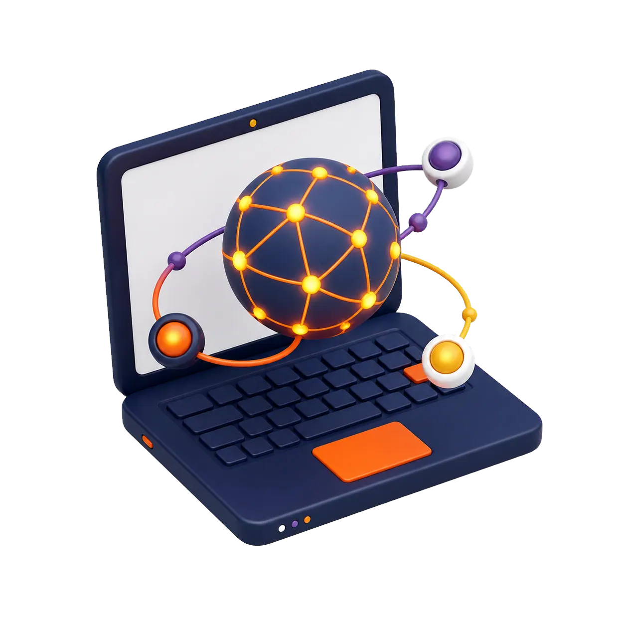 Ordinateur portable et réseau neuronal connecté représentant la formation en intelligence artificielle