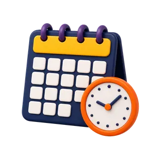 Calendar and clock representing flexible course schedules