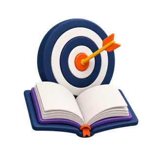 Open book and bullseye representing focused skills training
